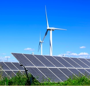 太陽能板和風力渦輪機